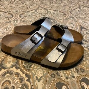 Mint Birkenstock Papillo Sidney Brush Metallic Silver Sandals Sandals Sz 37